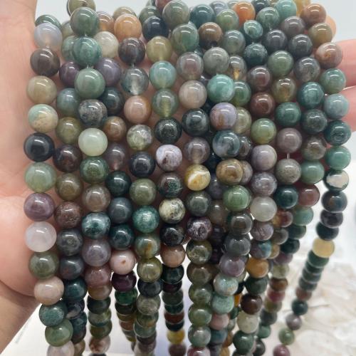 Naturliga indiska agat pärlor, Indian Agate, Rund, DIY & olika storlek för val, blandade färger, Såld Per Ca 38 cm Strand