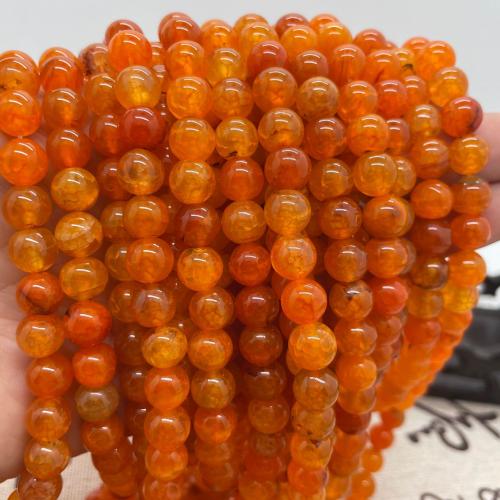 Natural Dragon Veins Agate Beads Round DIY orange Sold Per Approx 38 cm Strand