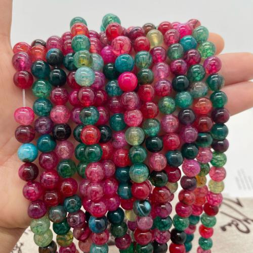 Perles agate veines de dragon naturelles, Rond, DIY & normes différentes pour le choix, couleurs mélangées, Vendu par Environ 38 cm brin