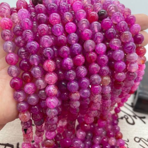 Natürliche Drachen Venen Achat Perlen, Drachenvenen Achat, rund, DIY & verschiedene Größen vorhanden, hochrot, verkauft per ca. 38 cm Strang
