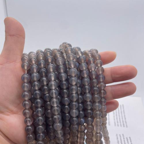 Natural Grey Agate perler, Grå Agate, Runde, du kan DIY & forskellig størrelse for valg, grå, Solgt Per Ca. 38 cm Strand
