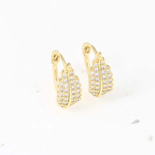 Cubic Zirconia Micro Pave Brass Earring, gold color plated, micro pave cubic zirconia & for woman, nickel, lead & cadmium free, 13.70x12.70x6mm, Sold By Pair