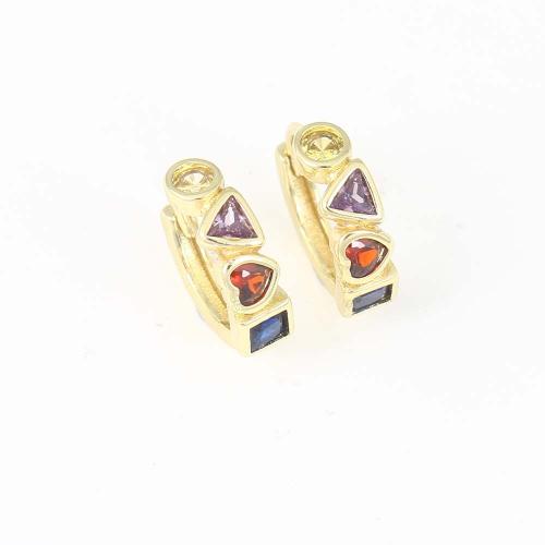 Cubic Zirconia Micro Pave Brass Earring, gold color plated, micro pave cubic zirconia & for woman, multi-colored, nickel, lead & cadmium free, 14.20x13.60x4.20mm, Sold By Pair