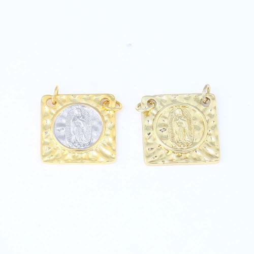 Brass Jewelry Pendants, Square, gold color plated, DIY, nickel, lead & cadmium free, 18.80x18.70x2.10mm, Sold By PC