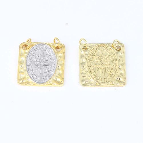 Brass Jewelry Pendants, Square, gold color plated, DIY, nickel, lead & cadmium free, 19x18.90x2.10mm, Sold By PC