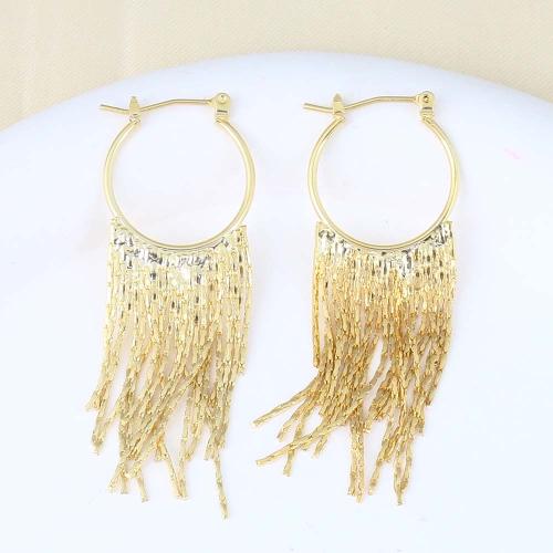 Fashion Fringe Earrings, Brass, gold color plated, for woman, nickel, lead & cadmium free, 56.30x19.70x2mm, Sold By Pair