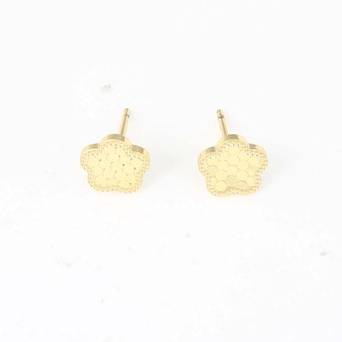 Brass Stud Earring, Flower, gold color plated, for woman, nickel, lead & cadmium free, 8.20x7.90x1.30mm, Sold By Pair