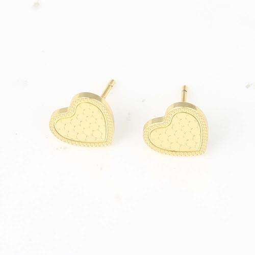 Brass Stud Earring Heart gold color plated for woman nickel lead & cadmium free Sold By Pair