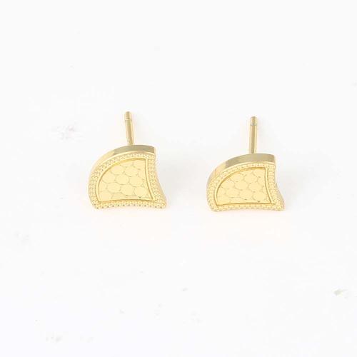 Brass Stud Earring, gold color plated, for woman, nickel, lead & cadmium free, 10x9.10x1.40mm, Sold By Pair