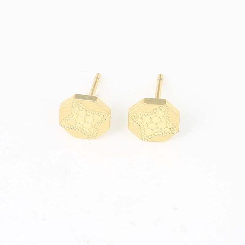 Brass Stud Earring Octagon gold color plated for woman nickel lead & cadmium free Sold By Pair