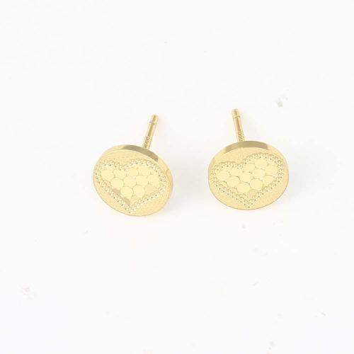 Brass Stud Earring Round gold color plated for woman nickel lead & cadmium free Sold By Pair