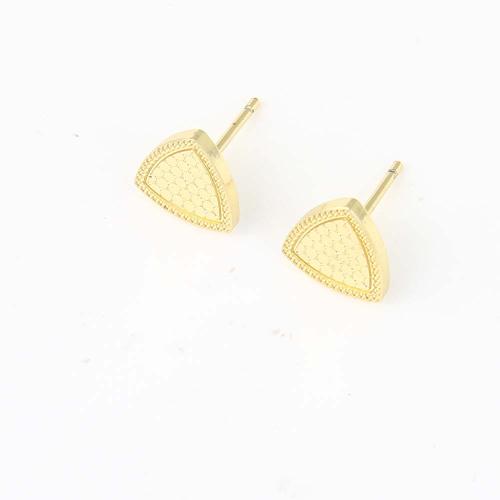 Brass Stud Earring, Triangle, gold color plated, for woman, nickel, lead & cadmium free, 8.50x8.50x1.40mm, Sold By Pair