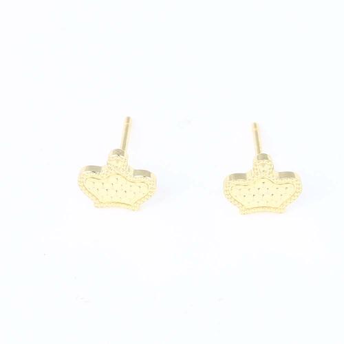 Brass Stud Earring Crown gold color plated for woman nickel lead & cadmium free Sold By Pair