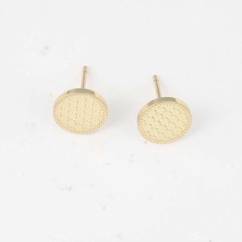 Brass Stud Earring, Round, gold color plated, for woman, nickel, lead & cadmium free, 8.50x8.50x1.20mm, Sold By Pair