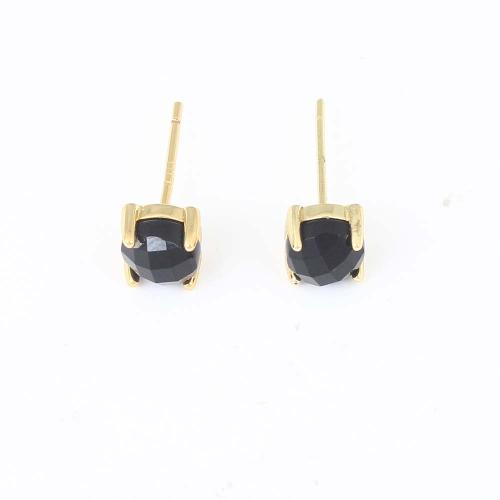 Brass Stud Earring with Resin gold color plated for woman black nickel lead & cadmium free Sold By Pair