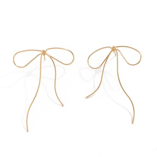 Brass Stud Earring Bowknot plated fashion jewelry & for woman Sold By Pair