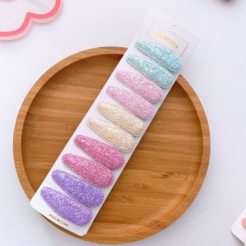 Hair Snap Clips Cloth with Zinc Alloy handmade Girl mixed colors 50mm Sold By Set