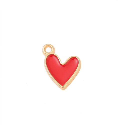 Латунные подвески-сердце, Латунь, Сердце, плакированный настоящим золотом, DIY & эмаль, Золотой, 13x9mm, продается PC