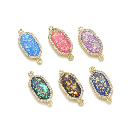 Cubic Zirconia Micro Pave Brass Connector, with Opal, plated, DIY & micro pave cubic zirconia, more colors for choice, Sold By PC