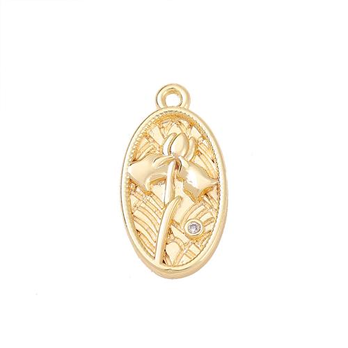 Cubic Zirconia Micro Pave Brass Pendant, real gold plated, DIY & micro pave cubic zirconia, more colors for choice, 17x9mm, Sold By PC