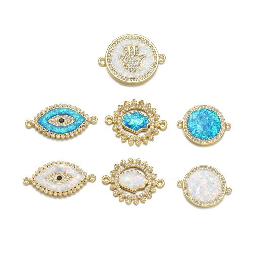 Cubic Zirconia Micro Pave Brass Pendant, with Opal, plated, DIY & different styles for choice & micro pave cubic zirconia, more colors for choice, Sold By PC