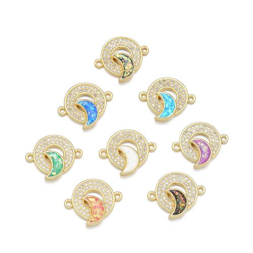 Cubic Zirconia Micro Pave Brass Connector, with Opal, plated, DIY & micro pave cubic zirconia, more colors for choice, Sold By PC