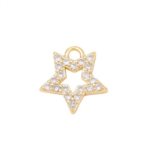 Cubic Zirconia Micro Pave Brass Pendant Star real gold plated DIY & micro pave cubic zirconia Sold By PC