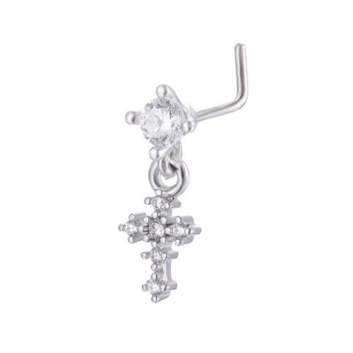 Brass Nose Piercing Jewelry plated Unisex & micro pave cubic zirconia original color Sold By PC