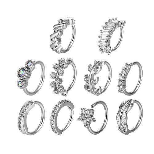 Brass Nose Piercing šperky, Mosaz, á, 10 kusů & unisex & micro vydláždit kubické zirkony, Původní barva, 0.80x8mm, Prodáno By nastavit