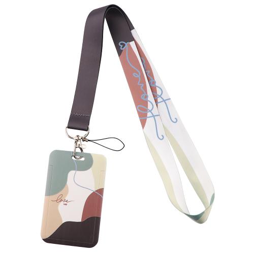 Polyester Lanyard Card Holder with Wax Cord & Plastic & Zinc Alloy Unisex Sold By PC