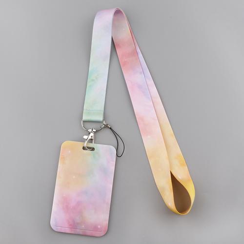 Polyester Lanyard Card Holder with Wax Cord & ABS Plastic & Zinc Alloy Unisex & waterproof Sold By PC