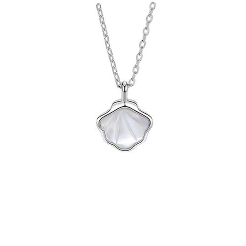 925 Sterling Silver Necklaces, with Shell, plated, for woman, more colors for choice, Length:Approx 21-50 cm, Sold By PC