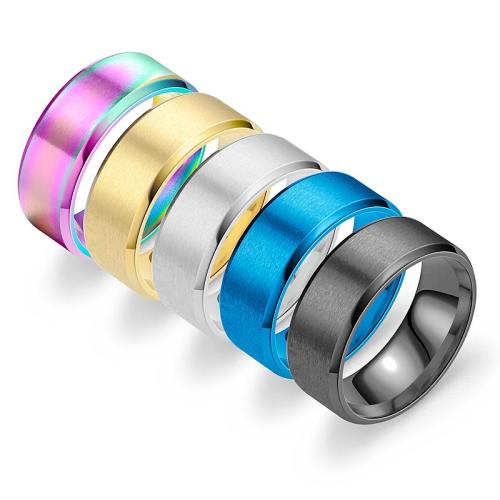 Rozsdamentes acél Finger Ring, Stainless Steel, galvanizált, divat ékszerek & egynemű & különböző méretű a választás, több színt a választás, 8mm, Által értékesített PC