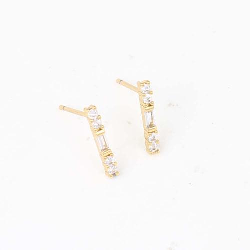 Cubic Zirconia Micro Pave Brass Earring, gold color plated, micro pave cubic zirconia & for woman, nickel, lead & cadmium free, 12.30x1.80x2mm, Sold By Pair