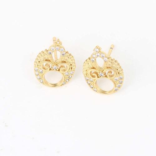 Cubic Zirconia Micro Pave Brass Earring, gold color plated, micro pave cubic zirconia & for woman, nickel, lead & cadmium free, 13.40x10x1.90mm, Sold By Pair