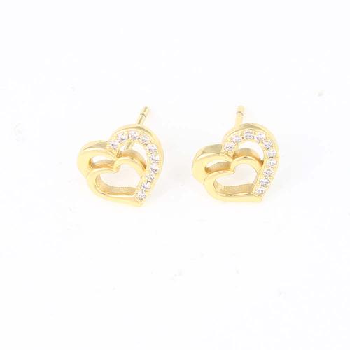 Cubic Zirconia Micro Pave Brass Earring, Butterfly, gold color plated, micro pave cubic zirconia & for woman, nickel, lead & cadmium free, 10.30x9.30x1.70mm, Sold By Pair