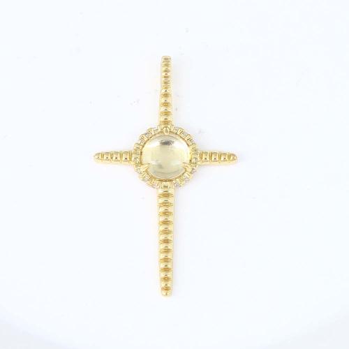 Cubic Zirconia Micro Pave Brass Pendant, Cross, gold color plated, DIY & micro pave cubic zirconia, nickel, lead & cadmium free, 39.20x23x4.10mm, Sold By PC