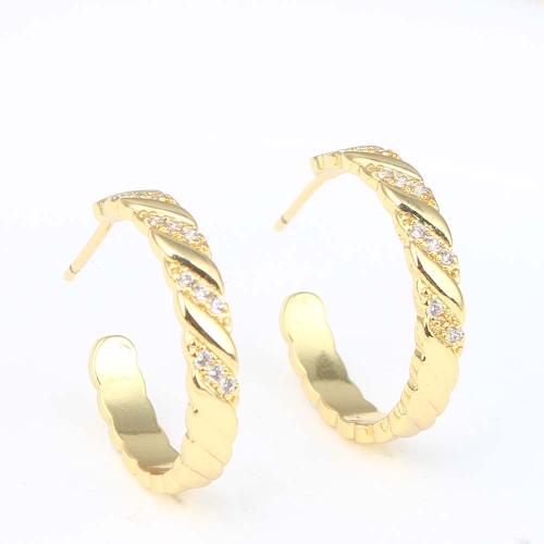 Cubic Zirconia Micro Pave Brass Earring, gold color plated, micro pave cubic zirconia & for woman, nickel, lead & cadmium free, 21.40x19.90x3.80mm, Sold By PC
