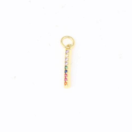 Cubic Zirconia Micro Pave Brass Pendant gold color plated DIY & micro pave cubic zirconia multi-colored nickel lead & cadmium free Sold By PC