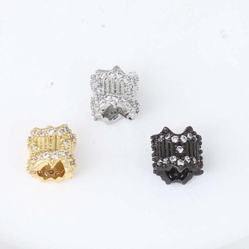 Cubic Zirconia Micro Pave Brass Beads, plated, DIY & micro pave cubic zirconia, more colors for choice, nickel, lead & cadmium free, 9.60x9.20x8.60mm, Sold By PC