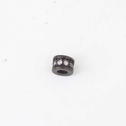 Befestigte Zirkonia Perlen, Messing, plattiert, DIY & Micro pave Zirkonia, schwarz, frei von Nickel, Blei & Kadmium, 5.90x5.90x4mm, verkauft von PC