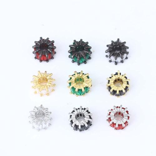 Cubic Zirconia Micro Pave Brass Beads, plated, DIY & micro pave cubic zirconia, mixed colors, nickel, lead & cadmium free, 8.30x8.20x5.30mm, 45PCs/Bag, Sold By Bag