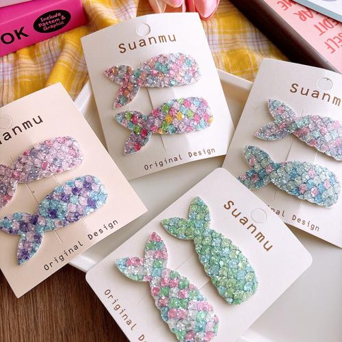 Hair Snap Clips, Sequins, with Tibetan Style, handmade, Girl, more colors for choice, 70mm, Sold By Pair