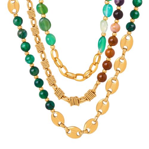 Titanstahl Halskette, mit Achat & Messing, Modeschmuck & verschiedene Stile für Wahl & für Frau, verkauft von PC