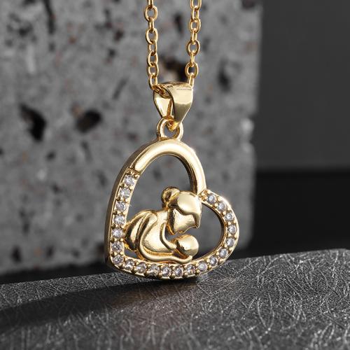 Zinc Alloy Jewelry Necklace Mother Day Jewelry & micro pave cubic zirconia & for woman golden Length Approx 56 cm Sold By PC