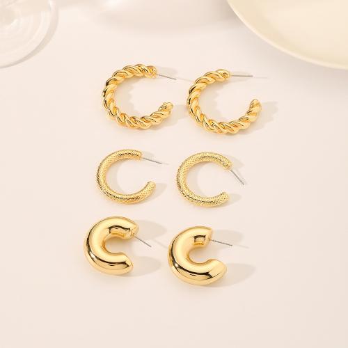 Zinc Alloy Stud Earring three pieces & fashion jewelry & for woman golden Sold By Set