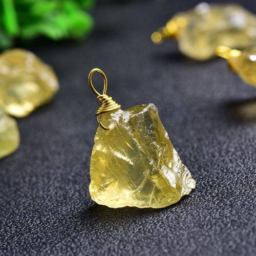 Quartz Gemstone Pendants Citrine with Brass DIY & for woman yellow 2-3cm Sold By PC