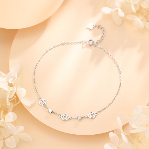 Fashion Sterling Silver Anklet, 925 Sterling Silver, with 4cm extender chain, fashion jewelry & for woman, Length:Approx 21.5 , Sold By PC