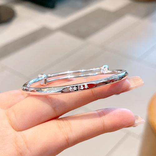 925 Sterling Silver Bangle Bracelet, Adjustable & fashion jewelry & for woman, Inner Diameter:Approx 59mm, Sold By PC