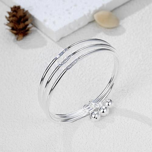 925 Sterling Silver Bangle Bracelet three layers & fashion jewelry & for woman Inner Approx 56mm Sold By PC